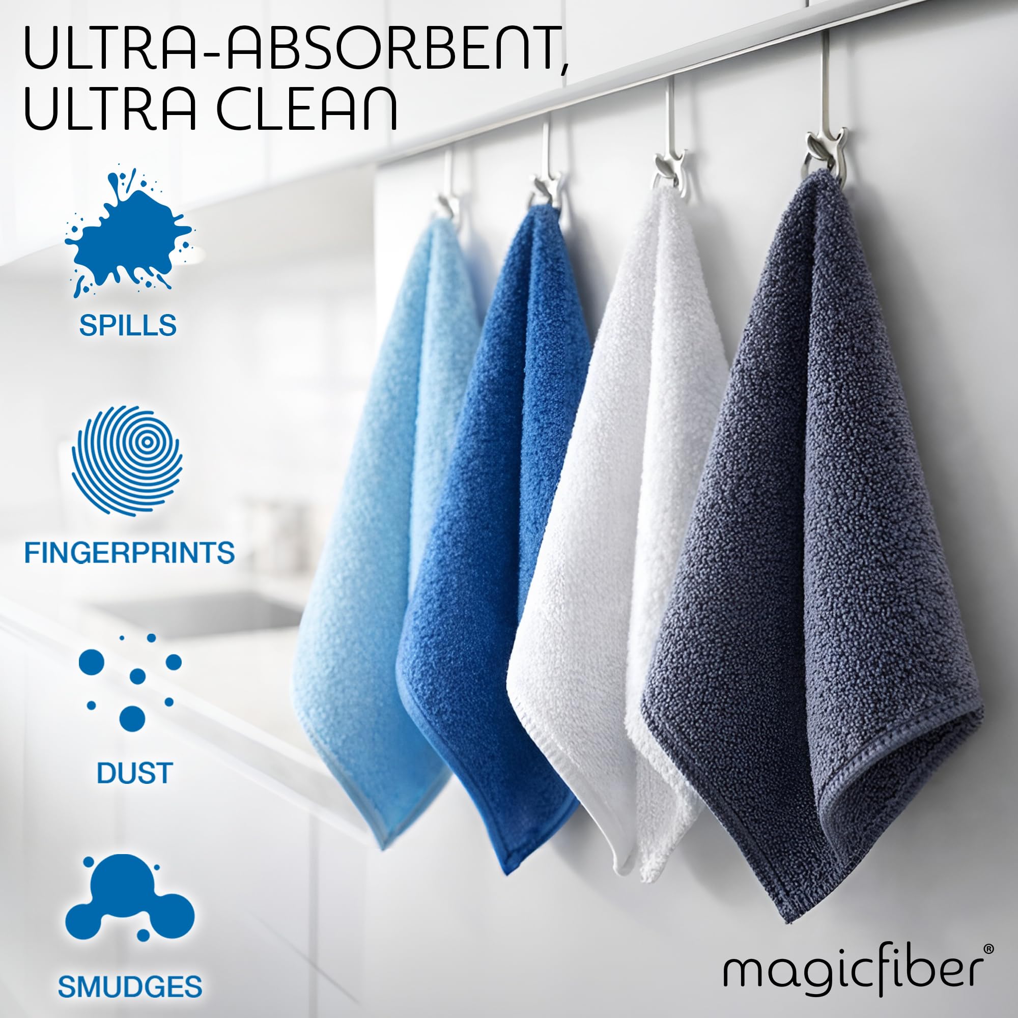 MagicFiber Microfiber Cleaning Cloth - Higher Quality, Larger Size - Micro Fiber Cloth for Cleaning Rags, Dust Cloths, Kitchen Dish Towels (12 Pack