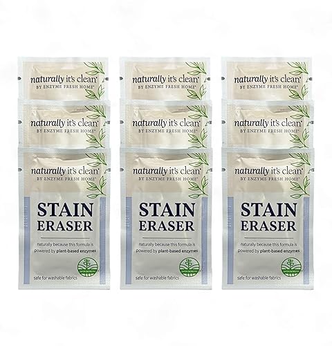 Naturally It's Clean Stain Eraser, Natural Enzymes Based/Biodegradable Instant Stain Removal, Spot Wipe Removes Wine, Coffee, Soda, Spills, Odor on