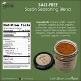 Culinary Genie Salt-Free Sazón Seasoning Blend - Organic Latin Spice Mix with Annatto, Garlic & Cumin, No Salt Added, No MSG
