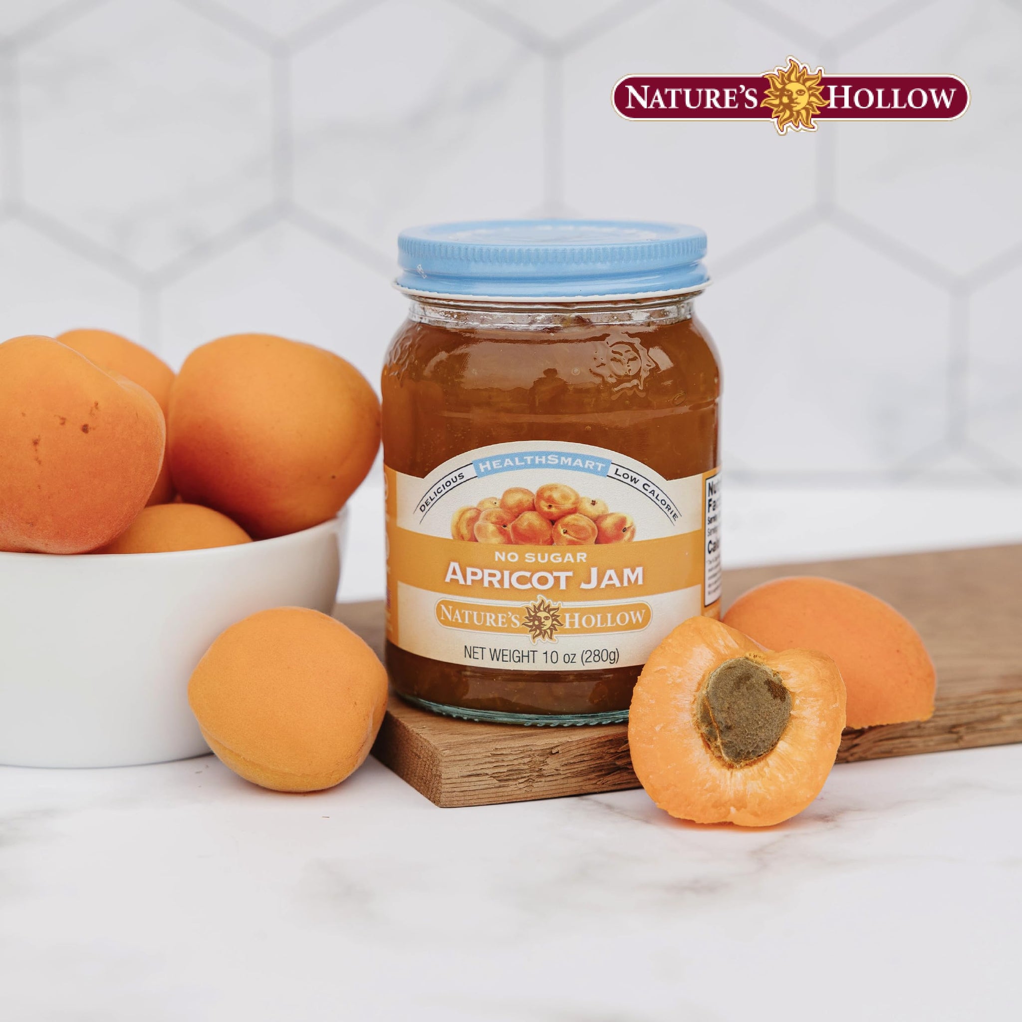 Nature's Hollow Apricot Jam: Sugar Free Jam and Preserves, Low Cal, Non GMO, Keto Jam, Vegan, Gluten Free, and Diabetic Friendly - Sugar Free Jelly