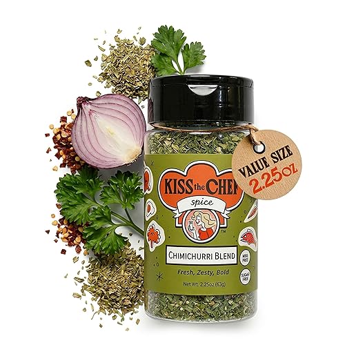 Kiss the Chef Chimichurri Sauce Mix & Blend, 2.25 oz - Authentic Argentinian Chimichurri Seasoning & Dry Rub - Herb & Garlic Spice Blend - Gluten