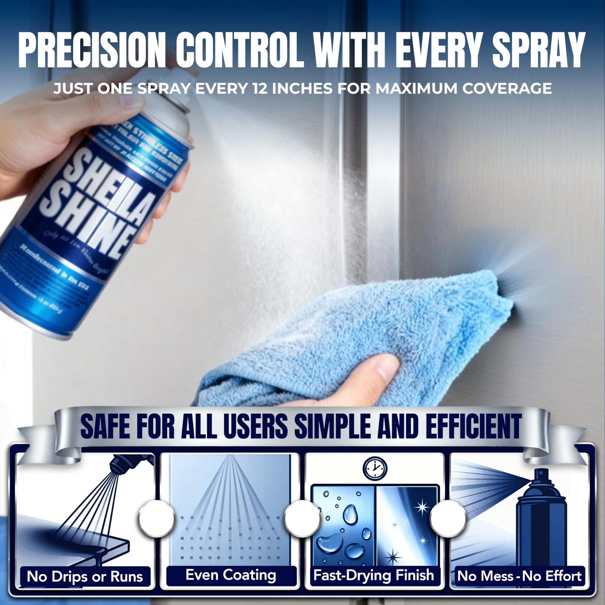 2 x 10oz Sheila Shine Stainless Steel Cleaner and Polish w/ Microfiber Cloth - Cleans, Polishes & Protects Kitchen Appliances, Refrigerators, Sinks