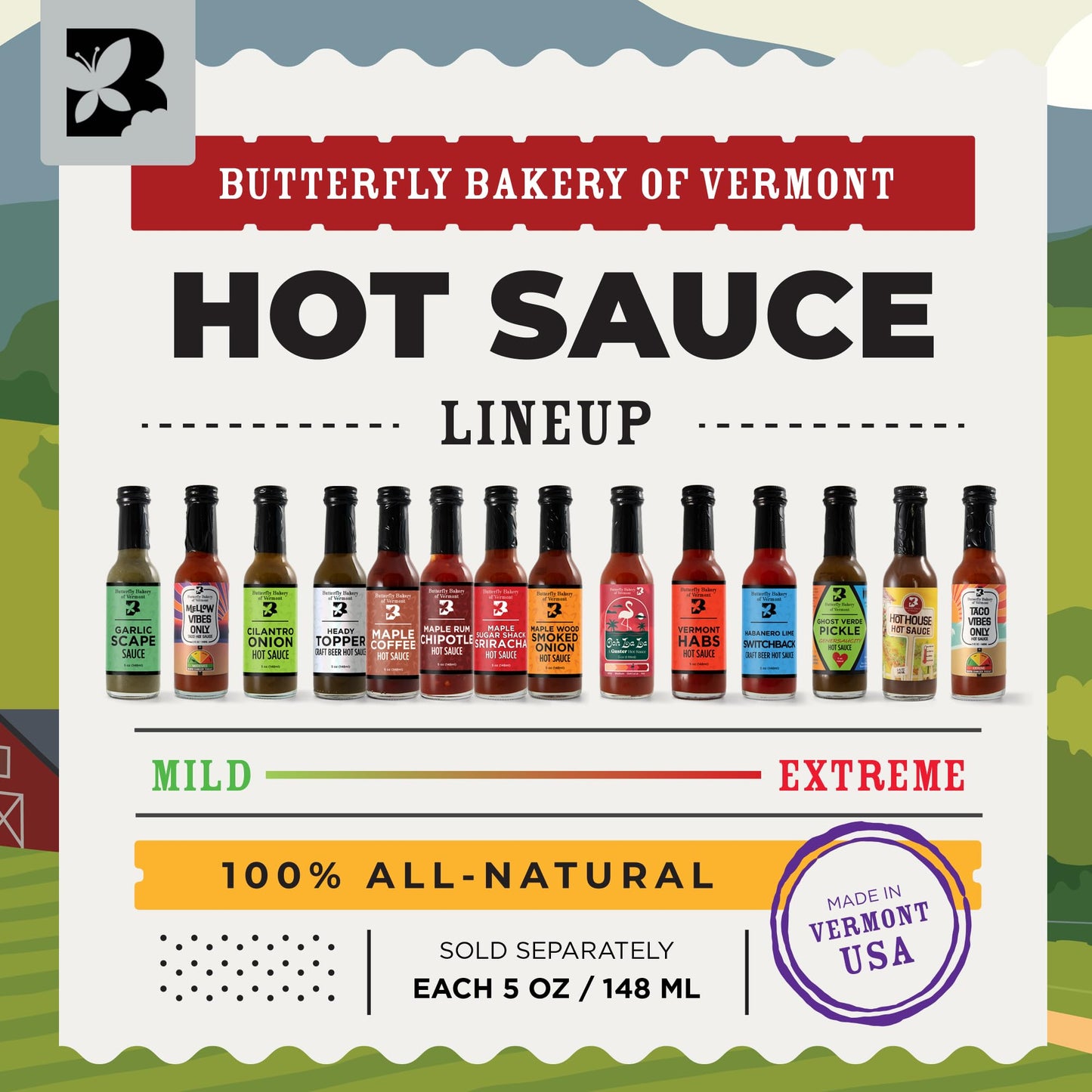 Butterfly Bakery of Vermont Heady Topper Beer Hot Sauce, 5 fl oz