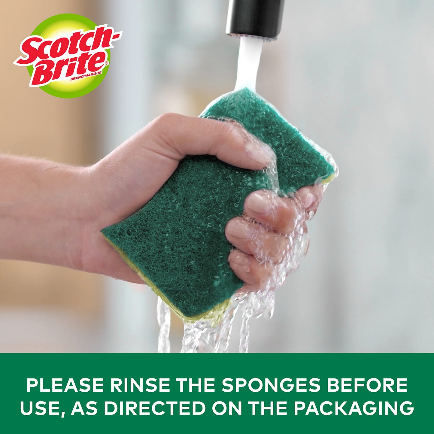 Scotch-Brite MMMHD3 Heavy Duty Scrub Sponge, Yellow & Green, 3 Per Pack