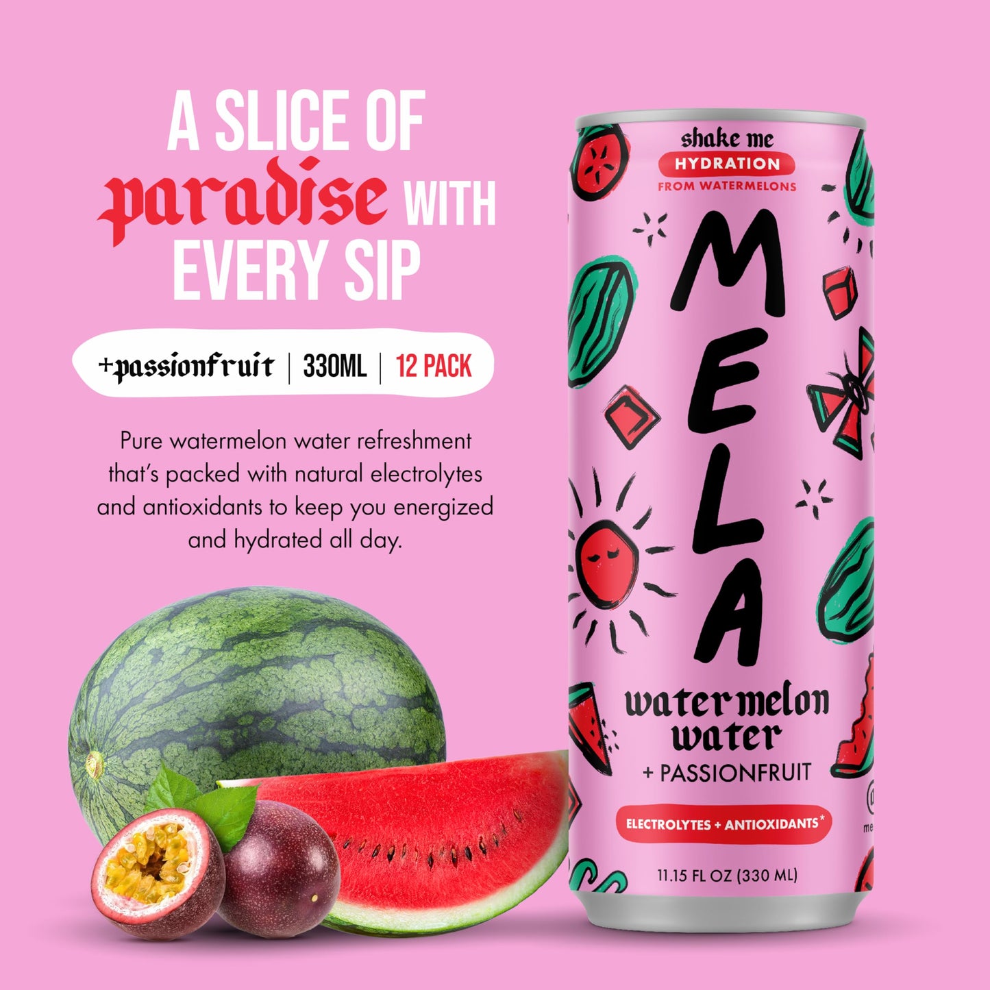 Mela Watermelon Water - Watermelon Juice, 100 Percent Natural Fruit Juice with Vitamin C, Electrolytes, Antioxidants - Coconut Water Alternative