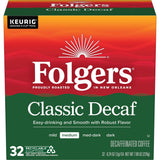 Folgers Classic Decaf Coffee, Keurig K-Cup Pods, 32 Count Box