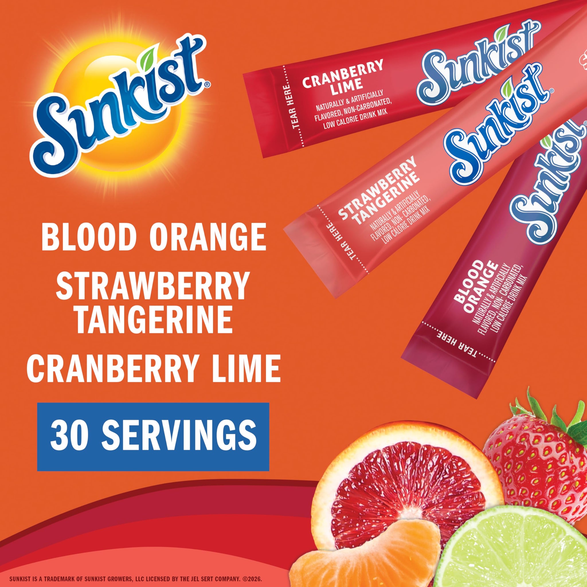 Sunkist Soda Variety Pack, Singles To Go VIT C (30 Total Sticks)