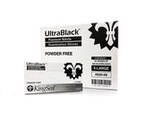 KingSeal UltraBlack X-LARGE Textured Medical Grade Nitrile Gloves, Black, Powder Free, 4 Mils - 4 Boxes of 100 Gloves by Weight (400 Count)