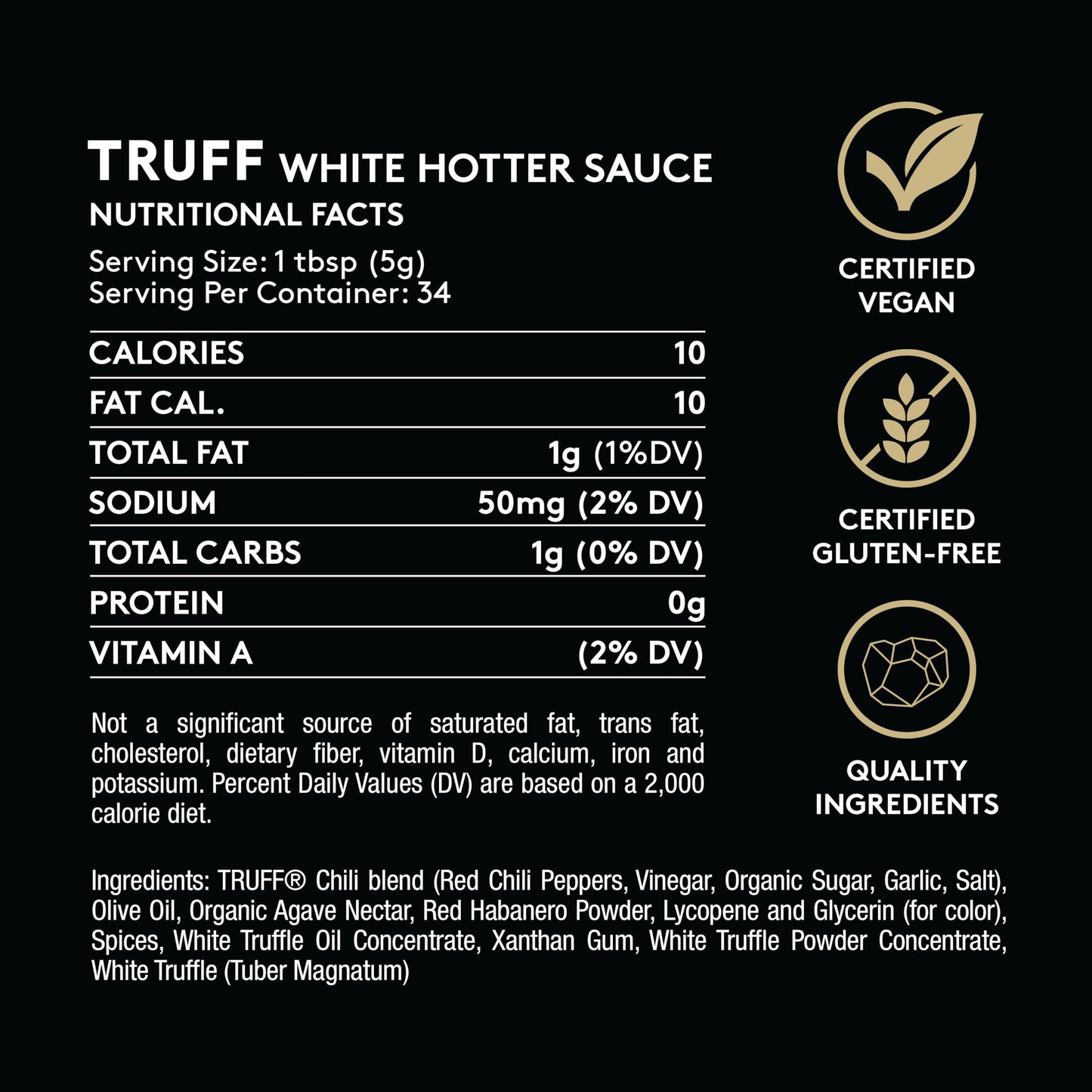TRUFF Hot Sauce with White Truffle and Jalapeño, More Heat and Agave Nectar, 6 oz