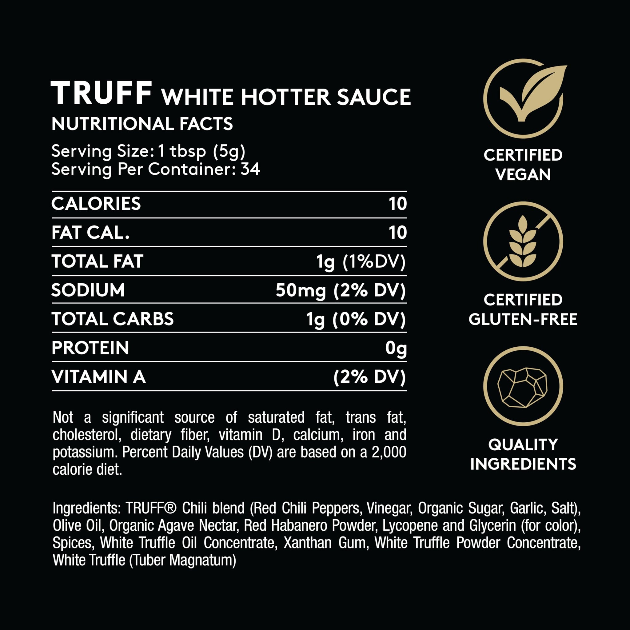 TRUFF Hot Sauce with White Truffle and Jalapeño, More Heat and Agave Nectar, 6 oz