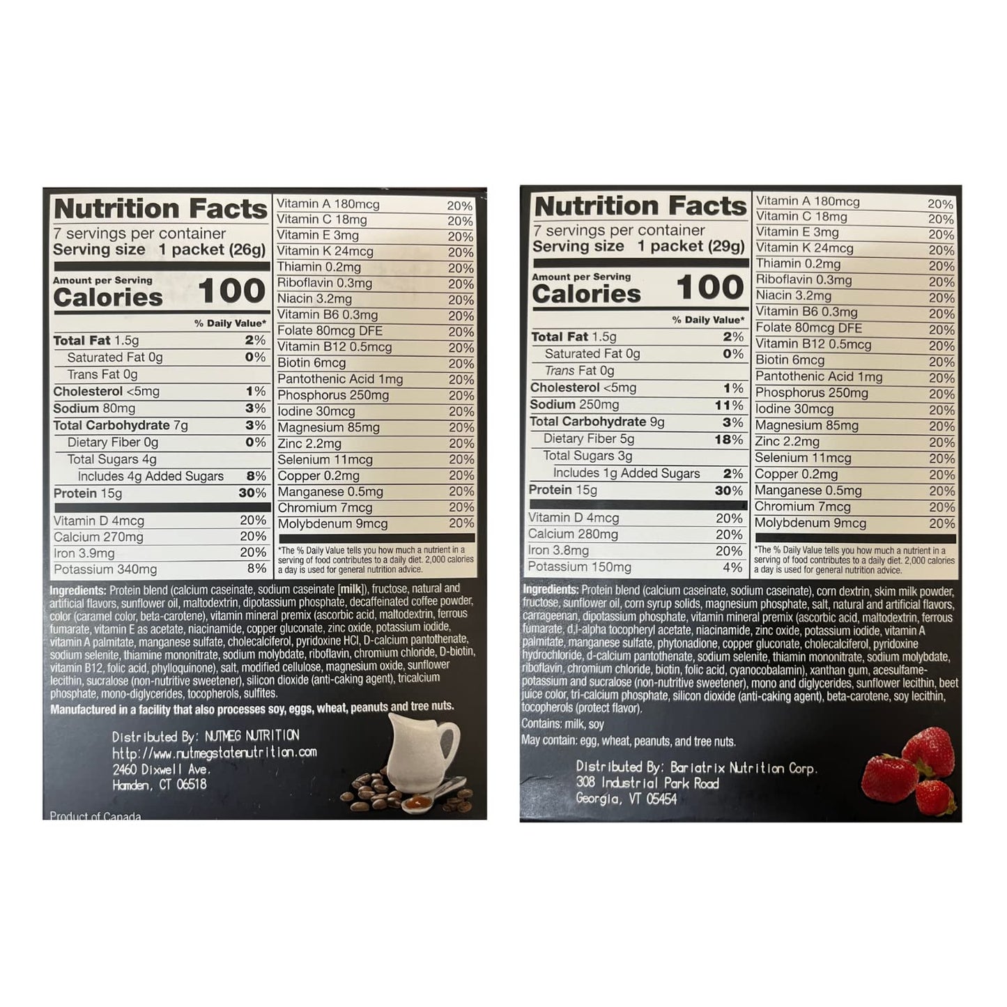 PROTIFIT - High Protein Caramel Caffe Latte & Strawberry Pudding & Shake Mix 2 Pack, 15g Protein, Low Calorie, Low Fat, Low Carb, Aspartame Free, Idea