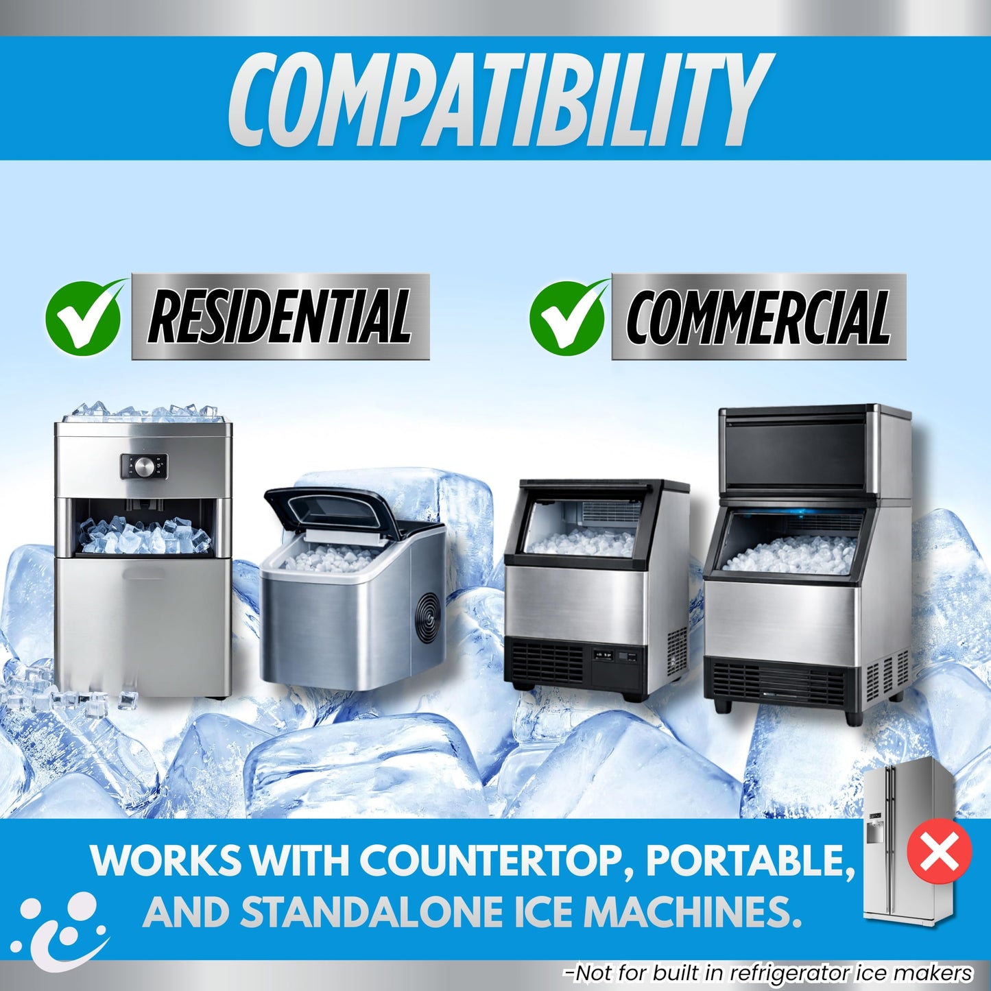 Oh Yuk Ice Machine Cleaner Descaler - Scale & Buildup Remover, Nickel-Safe Ice Maker Cleaning Solution, Compatible with GE nugget, Igloo & All