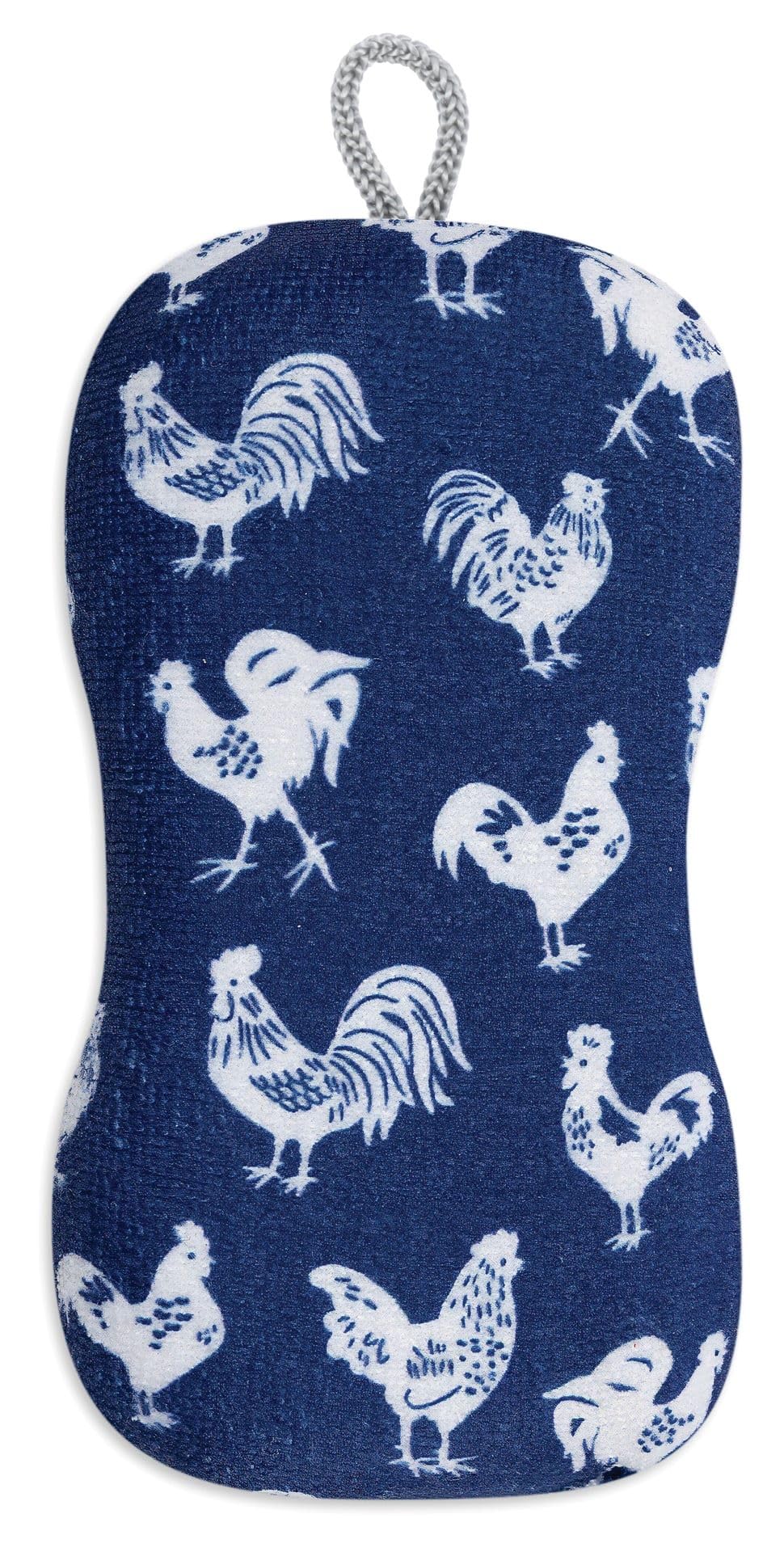 MÜkitchen Premuim Sponge for Dishes and Household Cleaning | Microfiber Print and Non-Scratch Scrub Pad (Blue Rooster)