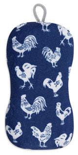 MÜkitchen Premuim Sponge for Dishes and Household Cleaning | Microfiber Print and Non-Scratch Scrub Pad (Blue Rooster)