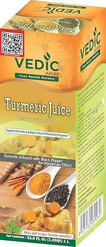 Vedic Juices Pure Turmeric Juice | Premium Quality Turmeric Liquid Extract Supplement | Digestion | 33.8 Fl Oz (Pack of 1)