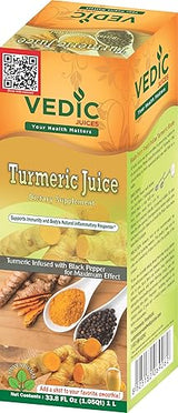 Vedic Juices Pure Turmeric Juice | Premium Quality Turmeric Liquid Extract Supplement | Digestion | 33.8 Fl Oz (Pack of 1)