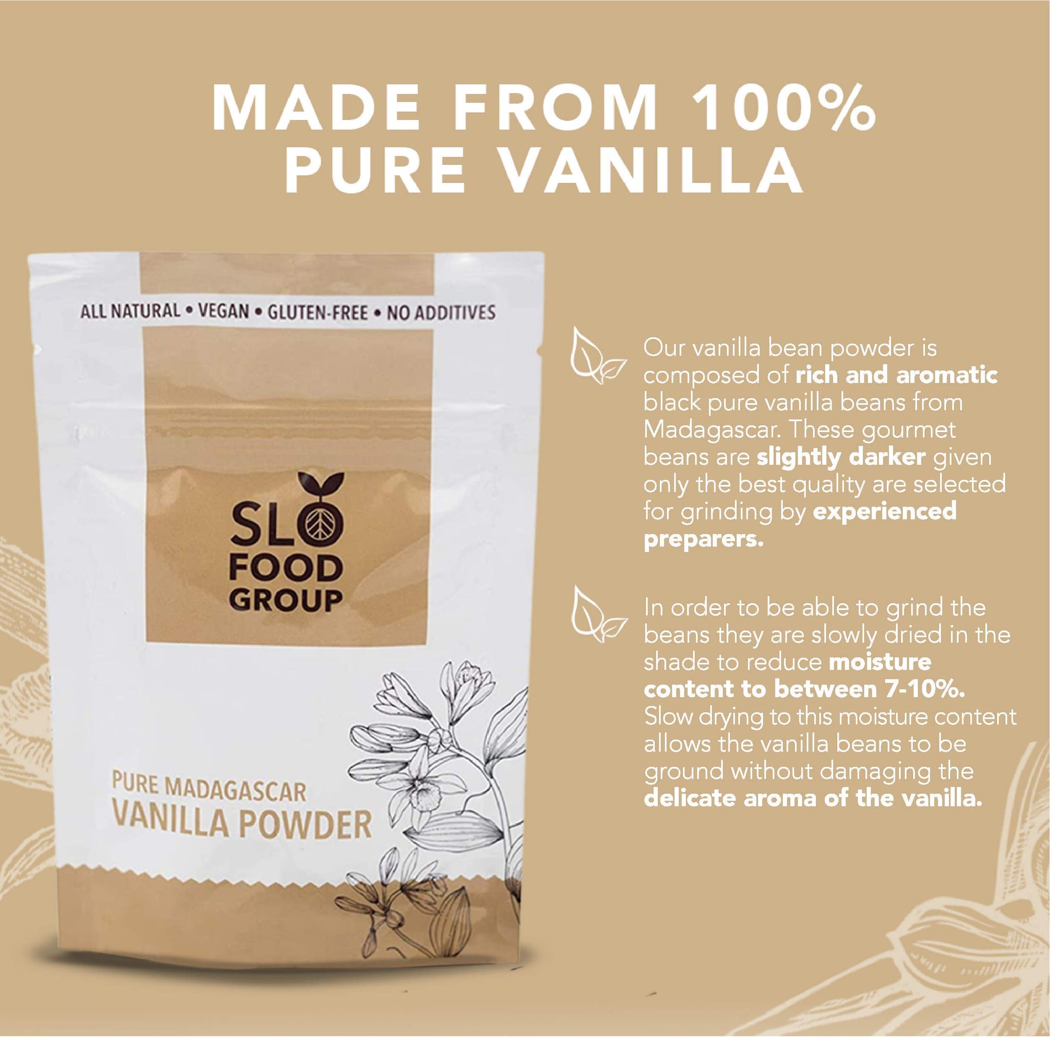 Slofoodgroup - Madagascar Vanilla Bean Powder - [ 16 oz.] - Made from Premium Whole Ground Grade A Vanilla Beans from Madagascar - For Cooking