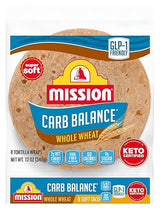 Mission Carb Balance Soft Taco Whole Wheat Tortillas, Medium Size, 8 Count, Low Carb, Keto, Whole Grains, High Fiber, No Sugar