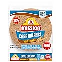 Mission Carb Balance Soft Taco Whole Wheat Tortillas, Medium Size, 8 Count, Low Carb, Keto, Whole Grains, High Fiber, No Sugar