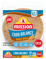 Mission Carb Balance Soft Taco Whole Wheat Tortillas, Medium Size, 8 Count, Low Carb, Keto, Whole Grains, High Fiber, No Sugar
