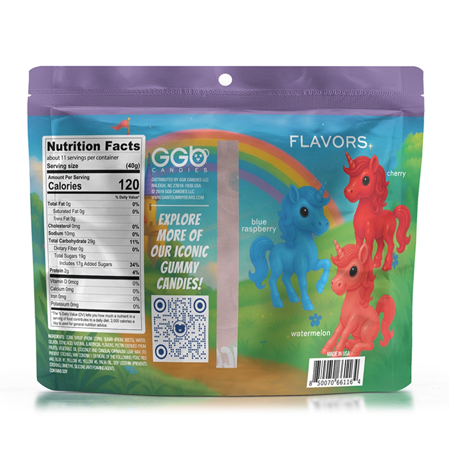 Giant Gummy Unicorn - Gallop into a Magical Candy Adventure with Delicious Flavors from GGB Candies, the Ultimate Candy Experience! (Cherry)