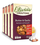 Olivia's Croutons Butter and Garlic Croutons for Salad, Soups & Stuffing - Made with Real Butter & Garlic - 5 ounce (Pack of 4)