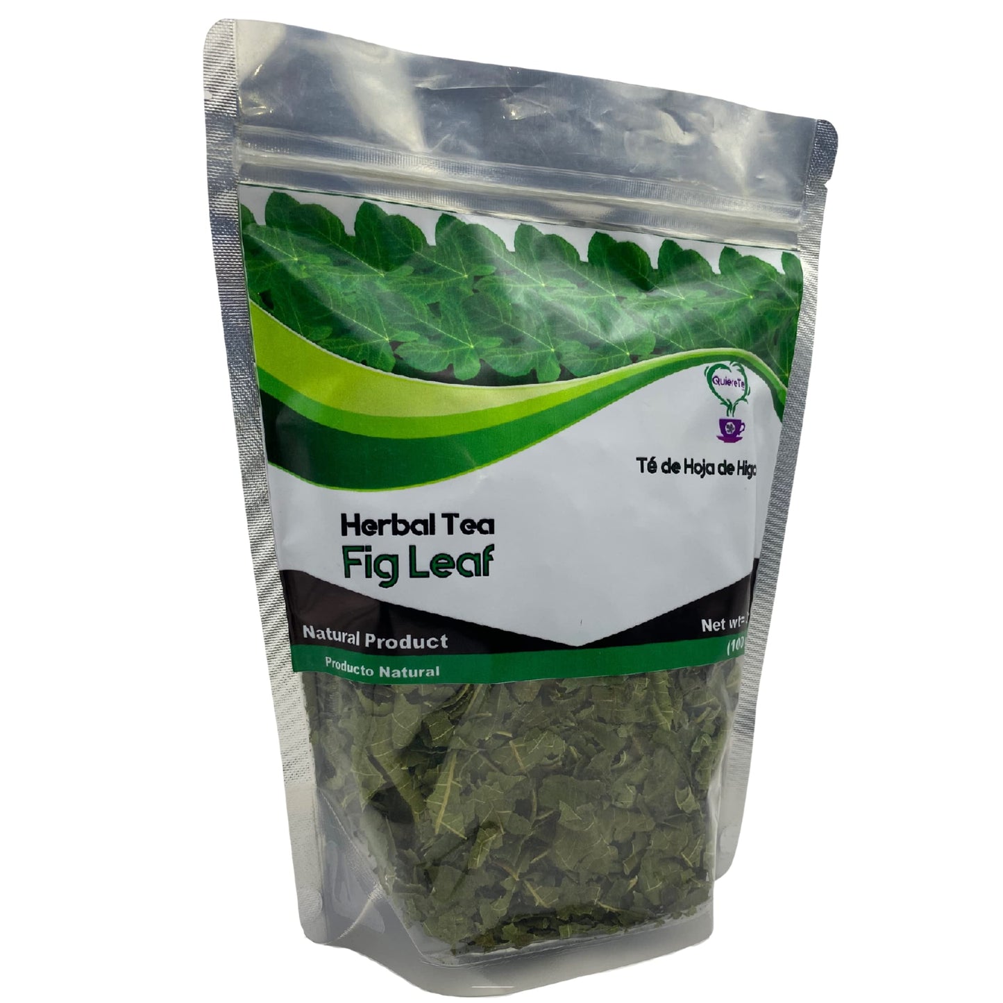 Fig Leaf Tea, Hoja de Higo, Quiere Te, 3.5 oz (100 grams), 1 Pack, Up to 66 Cups, Crushed Fig Leaf Tea, Loose Leaves, 100% Natural, Resealable Bag