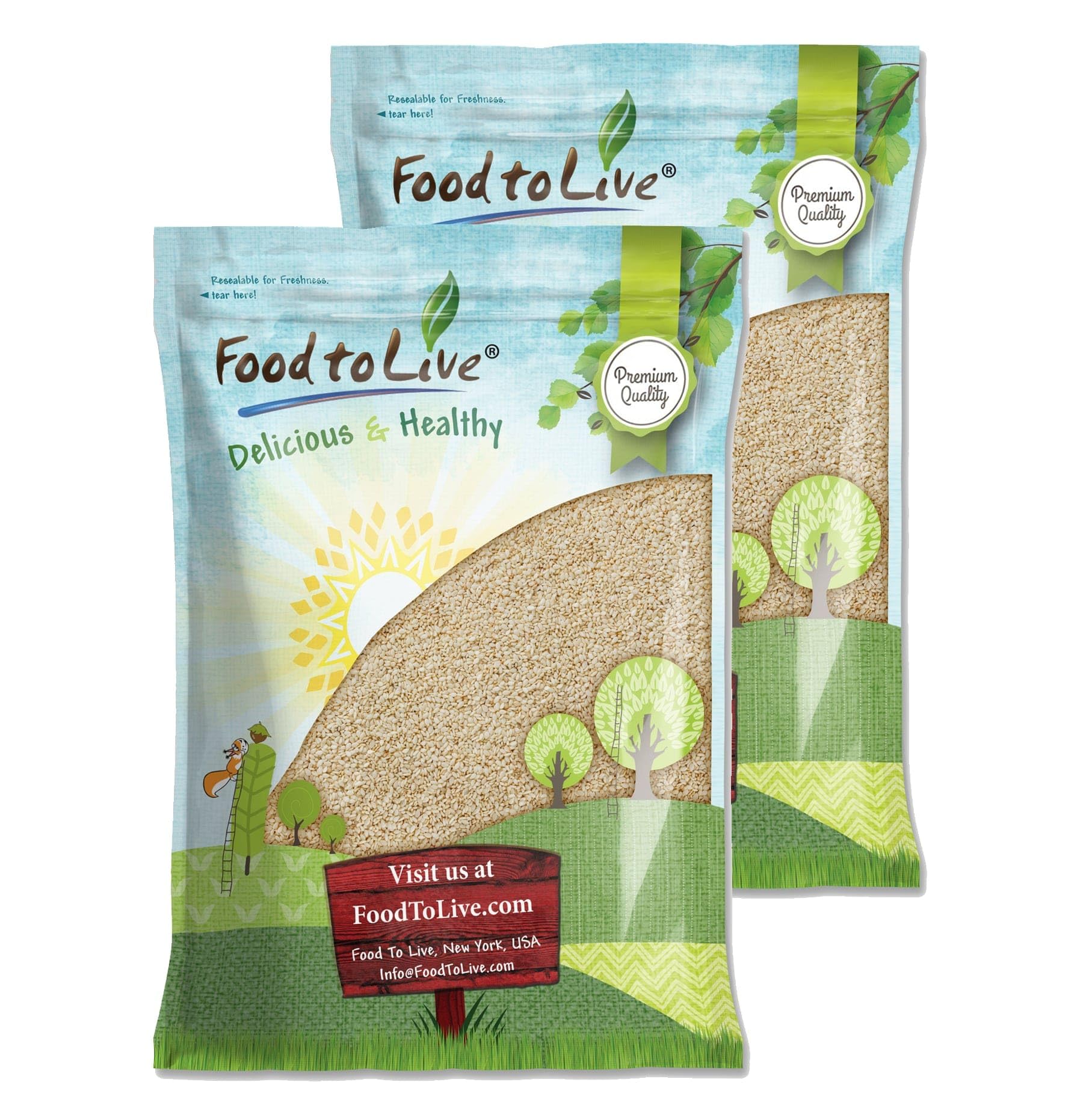 Hulled Sesame Seeds, 18 Pounds - Non-GMO Verified, Whole Raw White Sesame Seeds, Kosher and Vegan, Unroasted, Bulk Sesame. High in Magnesium, Iron