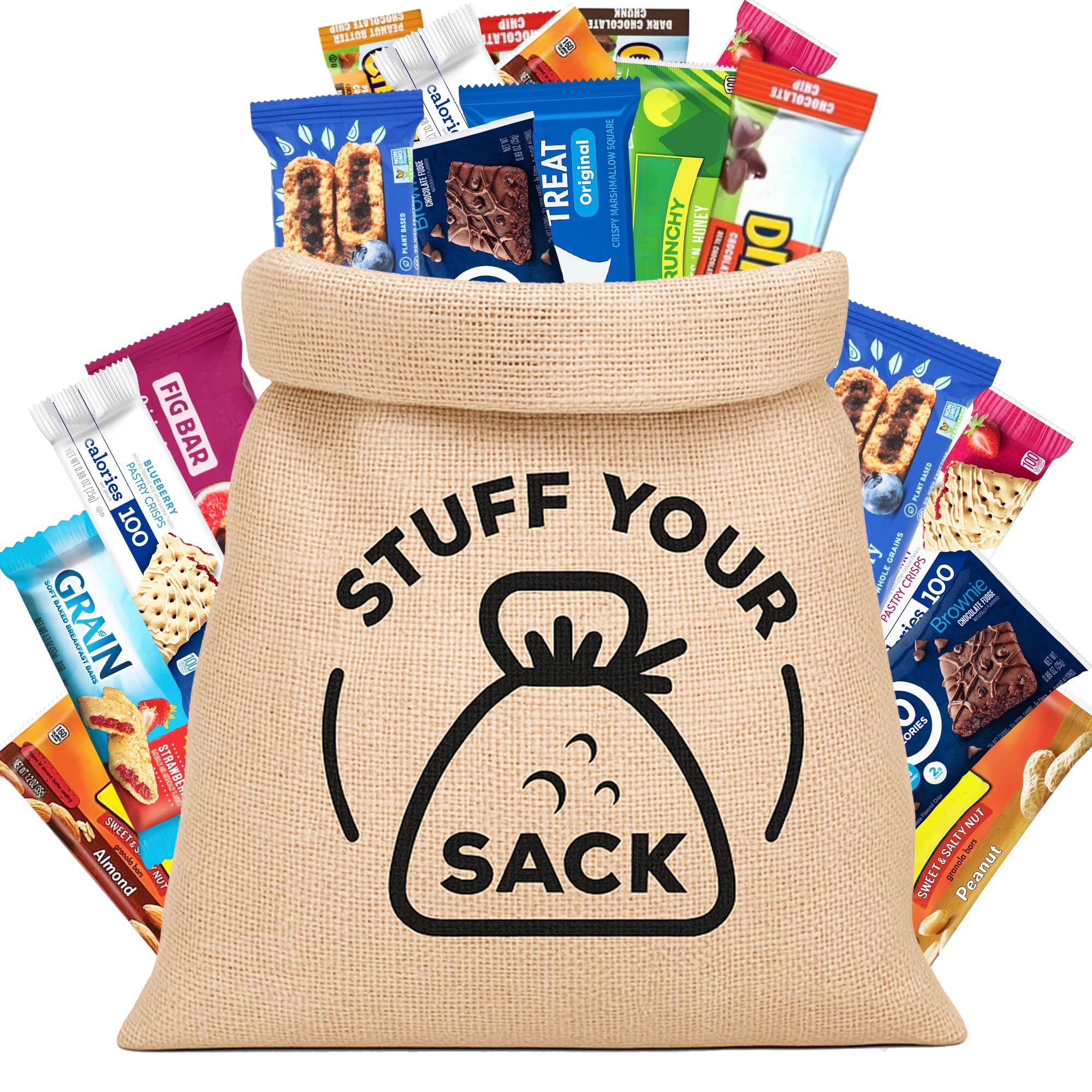 Snack Bar Variety Box - 50 Count Protein and Energy Bars Assortment - Individually Wrapped Breakfast, Meal Replacement & Snack Bars by Stuff Your Sack