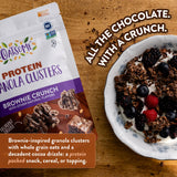 Oatsome Protein Granola Clusters Brownie Crunch, 10g Plant-Based Protein, Gluten Free, Made with Dark Chocolate Pieces & Whole Grain Oats, for Snack