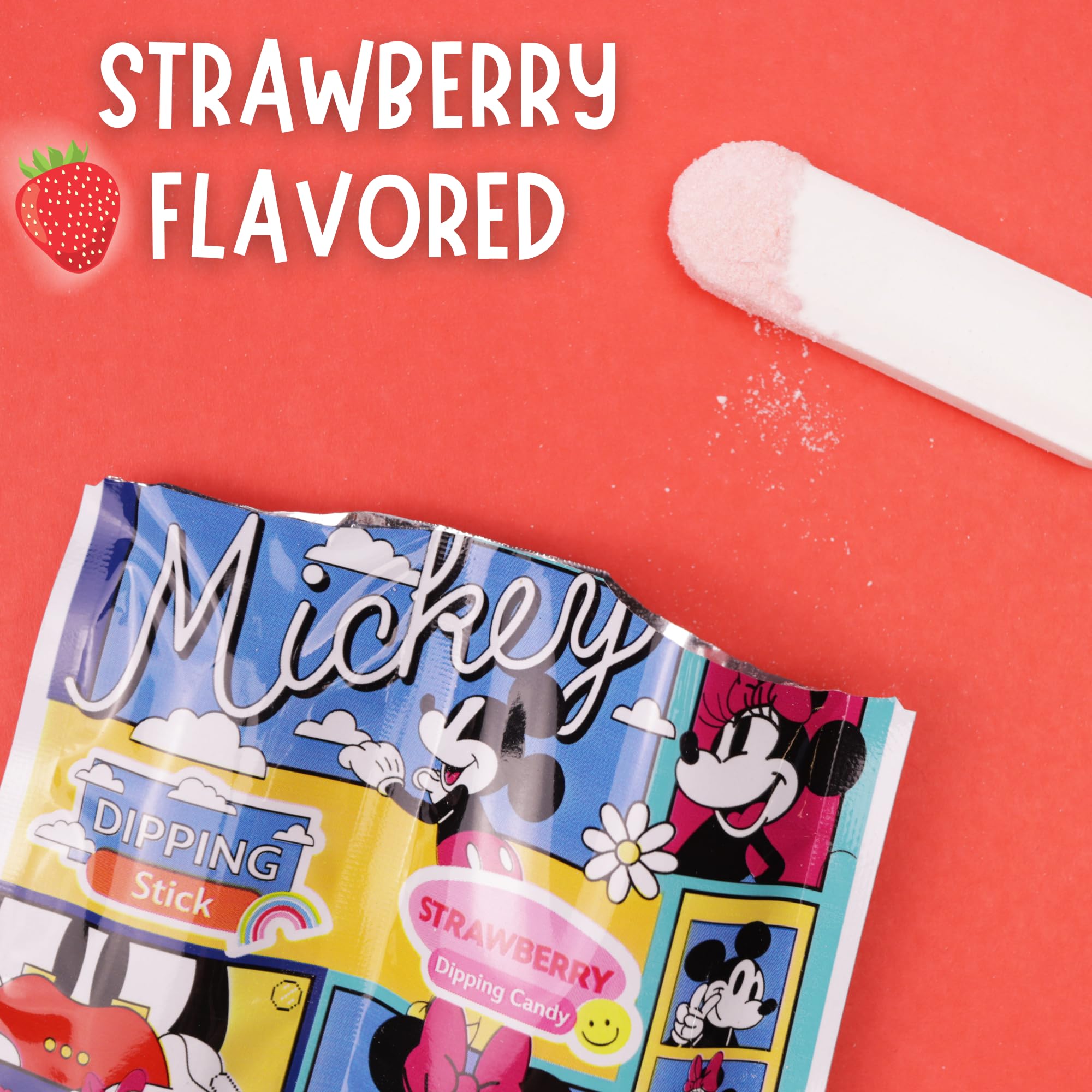 Disney Mickey and Minnie Dipping Sticks and Powder Candy, Birthday Party Treats, 20 Pouches