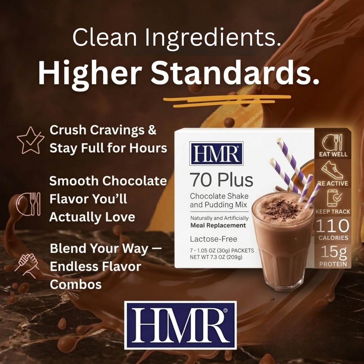 HMR 70 Plus Vanilla + Chocolate Shake & Pudding Mix COMBO | Meal Replacement Powder | Lactose-Free | 15g Protein | Easy to Make | Low Calorie | 42