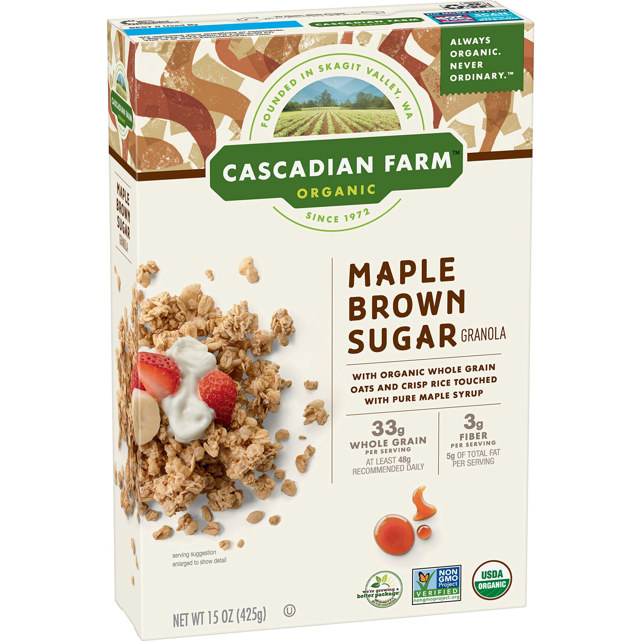 Cascadian Farm Organic Granola, Maple Brown Sugar Cereal, 15 oz