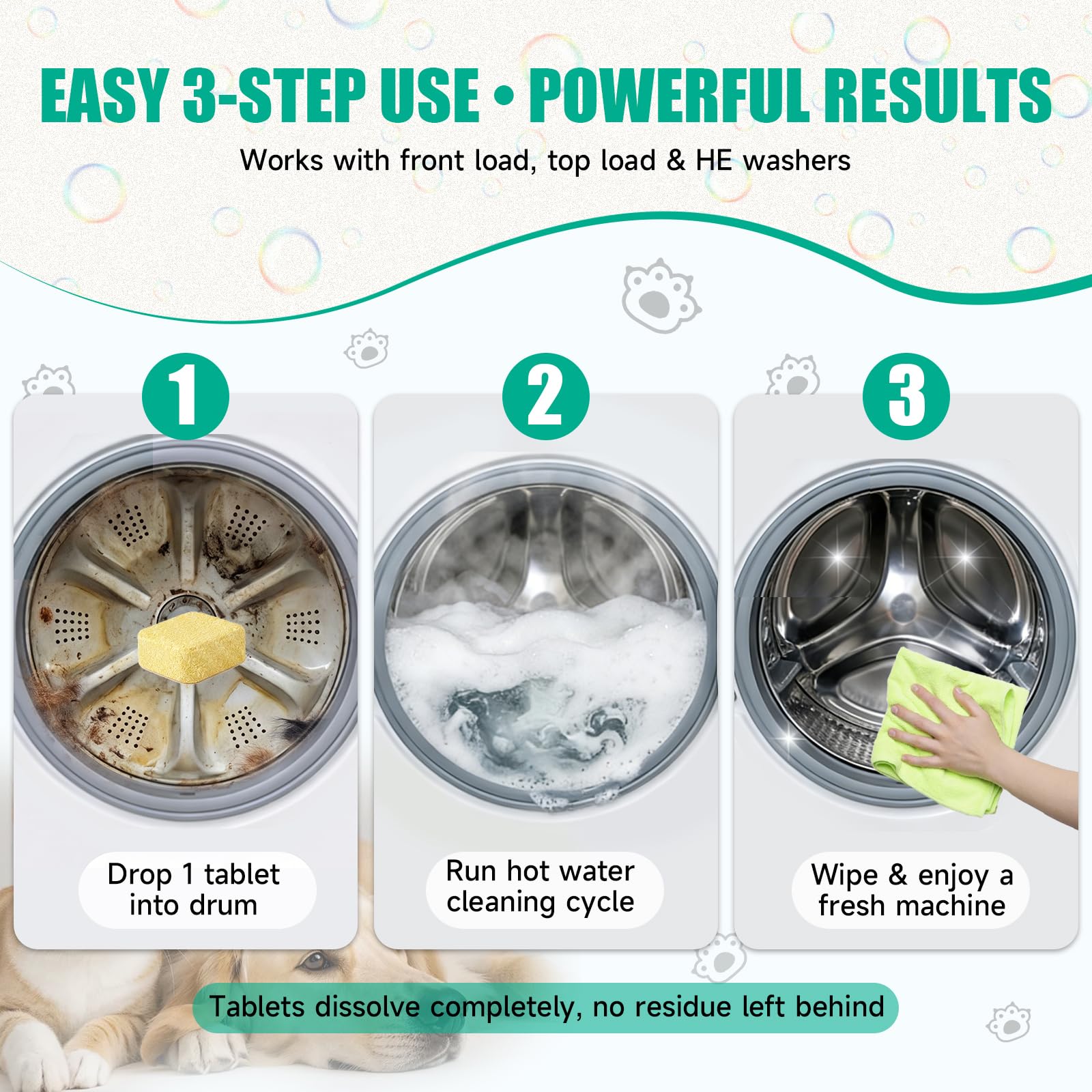 BLASTIX Washing Machine Cleaner 30 Tablets, Formulated for Pet Owners, Deep Cleaning for Front & Top Loader HE Laundry Machine, Extra 73.7%