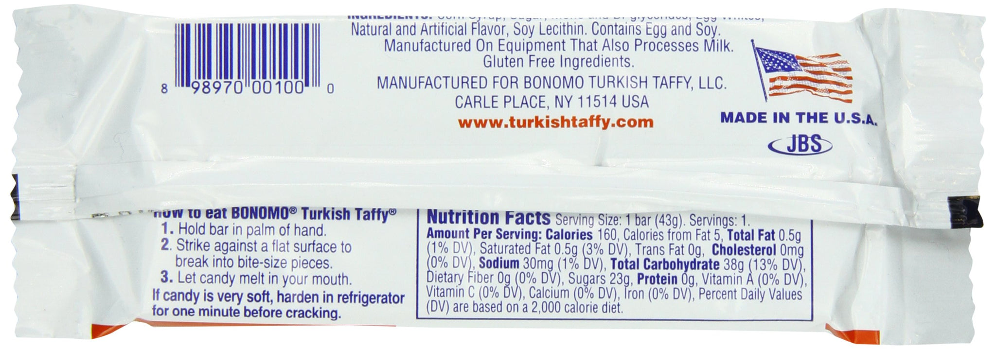 Bonomo Turkish Taffy Bar, Vanilla, 1.5 Ounce (Pack of 24)