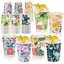 Disposable Paper Cup 9oz 48 Pcs - 6 Unique Floral Designs Drinking Cup, Perfect for Spring Birthday Parties, Easter, Bridal Showers, Weddings, Tea