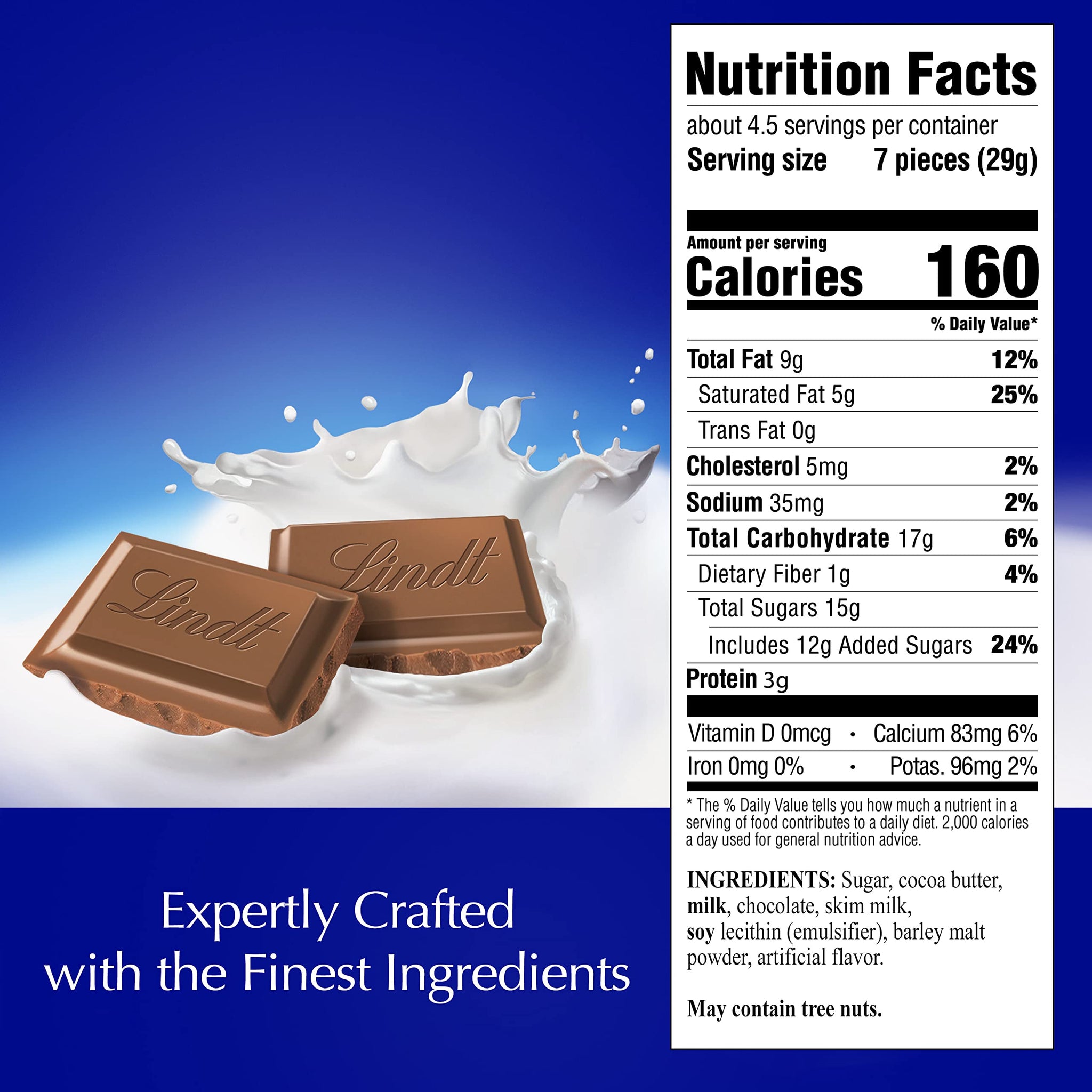 Lindt, Milk Chocolate Candy Bar, Milk Chocolate, 4.4 Ounce