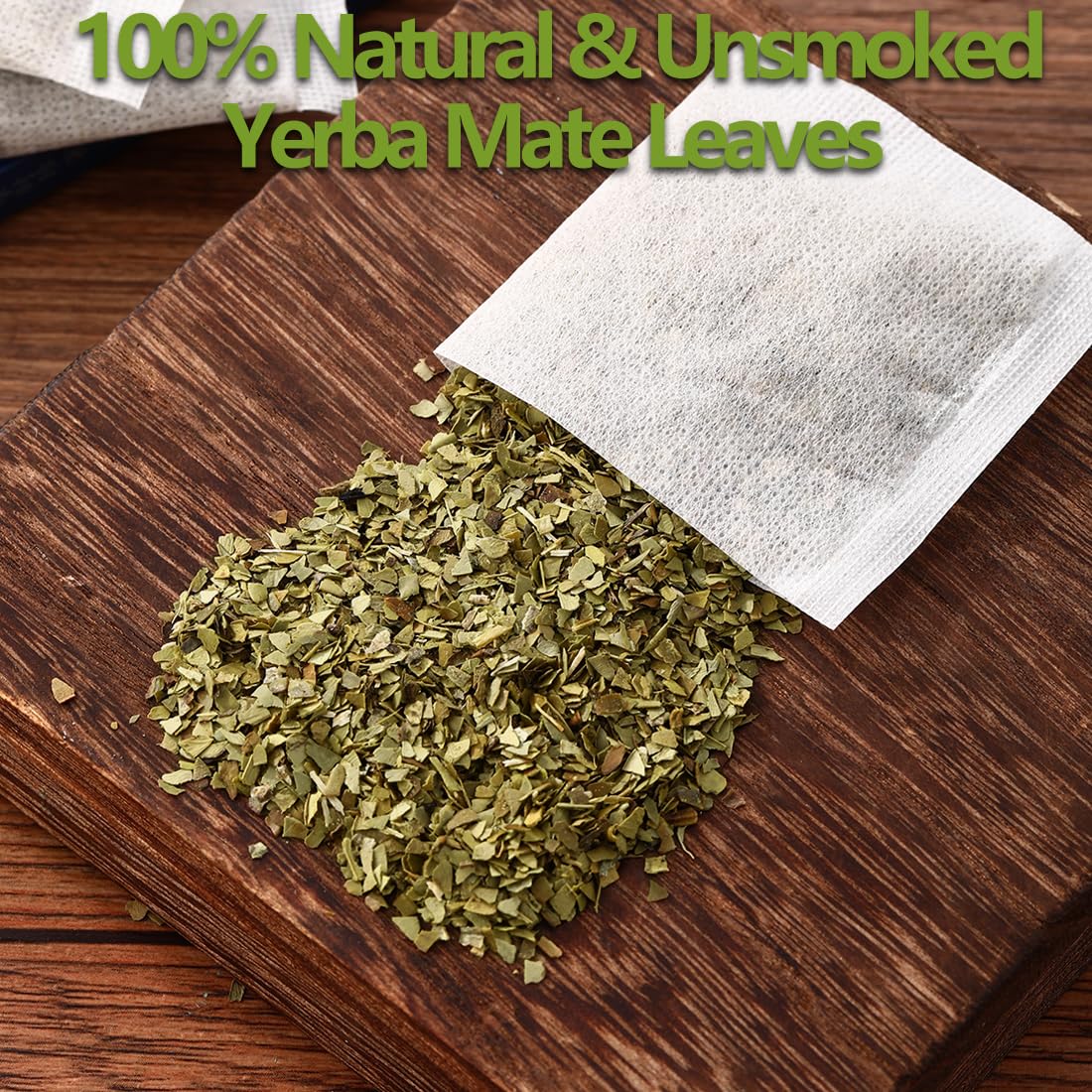 Premium 100 Unsmoked Yerba Mate Tea Bags, Made with 100% Pure Yerba Mate Leaves, No Additives & Caffeine Free.