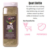 Dizzy Pig SPG Herb (Salt, Pepper & Garlic) Seasoning Rub (Quart Shaker) - Hand Made in the USA - Seasons Around 120lbs of Food - MSG Free, Gluten Free