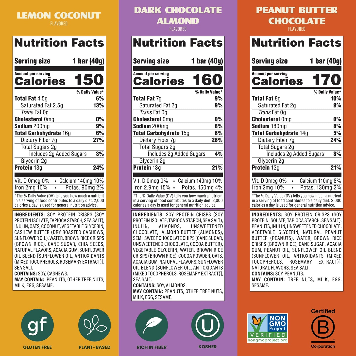 Simply Protein - Crispy Vegan Protein Bars Variety Pack, 3 Flavors - Plant Based, Protein Snacks - 13g Protein, 2g Sugar, 7g Fiber - Gluten Free, Non