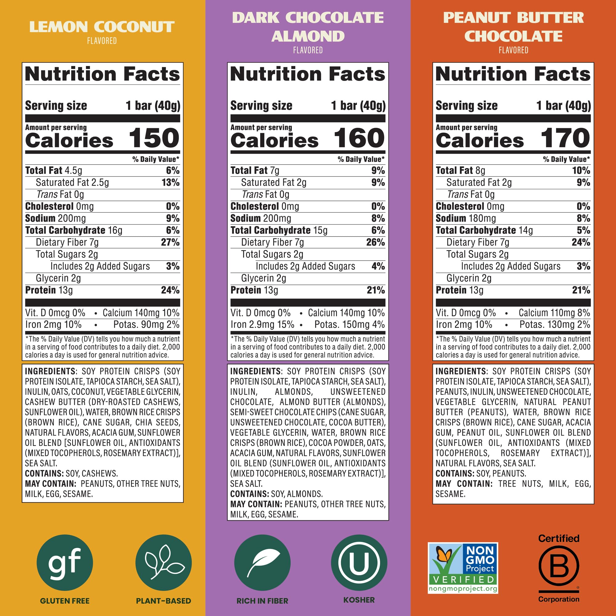 Simply Protein - Crispy Vegan Protein Bars Variety Pack, 3 Flavors - Plant Based, Protein Snacks - 13g Protein, 2g Sugar, 7g Fiber - Gluten Free, Non