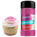Bakerpan Sugar Sprinkles for Baking - 7 Ounce Fuchsia Decorating Sugar Crystals for Cookies, Cake Pops, Ice Cream (Made in USA)