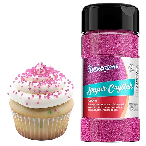 Bakerpan Sugar Sprinkles for Baking - 7 Ounce Fuchsia Decorating Sugar Crystals for Cookies, Cake Pops, Ice Cream (Made in USA)