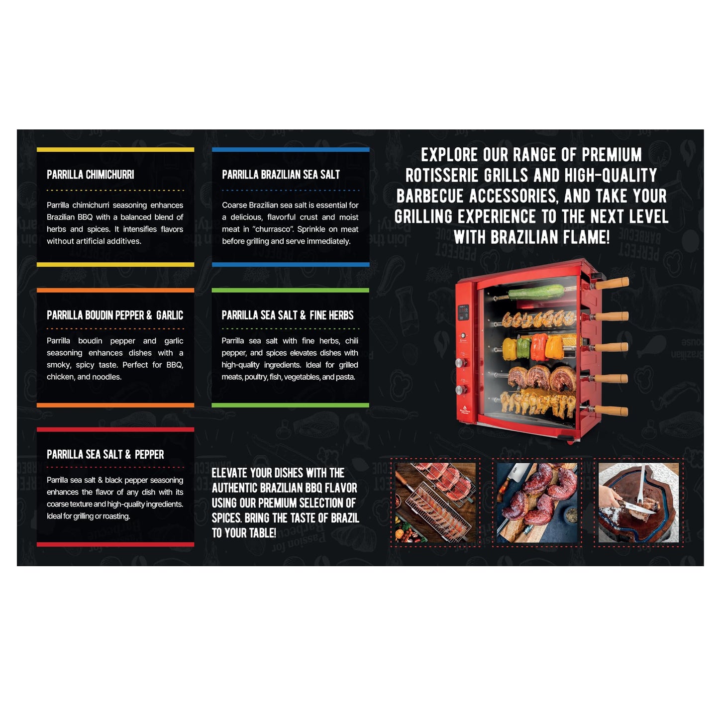 Brazilian Flame Parrilla Seasoning - Parrilla Boudin Pepper & Garlic - 14.1oz