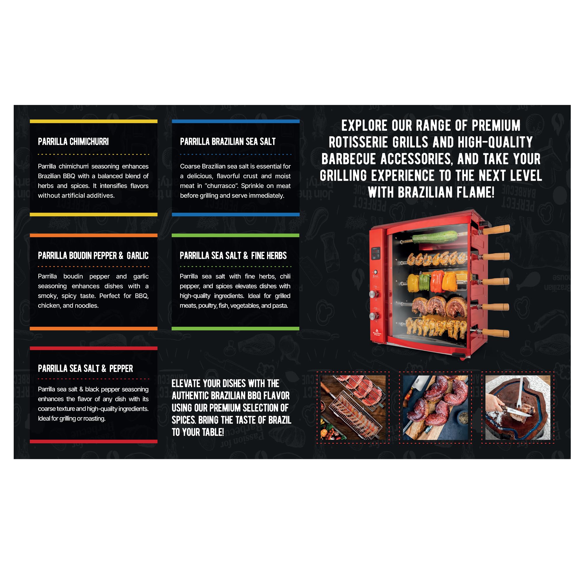 Brazilian Flame Parrilla Seasoning - Parrilla Boudin Pepper & Garlic - 14.1oz