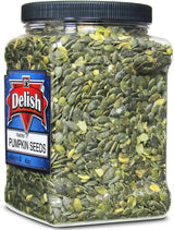 Gourmet Toasted Pumpkin Seeds Pepitas (Green Pumpkin Seed Kernels, No Shell, Raw) by It's Delish - 40 Oz (2.5 lbs) Jumbo Reusable Bulk Container Jar