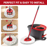 4 Pack Mop Heads Replacements for O-Ceda Easy Wrin Spin System, Microfiber Refills, Easy Cleaning Mop Repalce Head