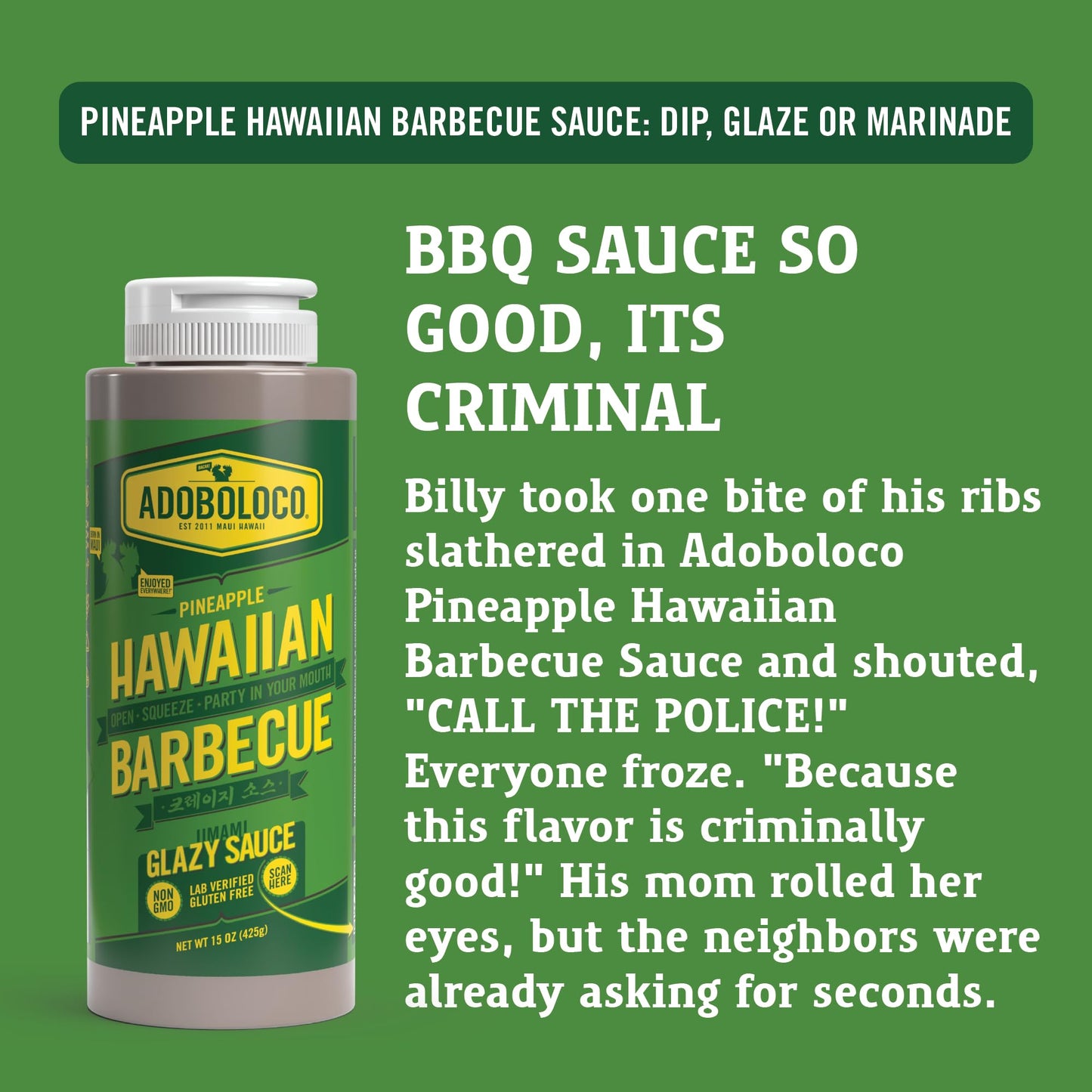 Adoboloco Pineapple Hawaiian Barbecue Sauce - Gluten Free