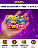 Hubba Bubba Bubble Gum Variety Pack of 15 - Original, Blue Raspberry, Strawberry - 3 Flavors of Hubba Bubba Gum - Gum with Liquid Center - Bundle