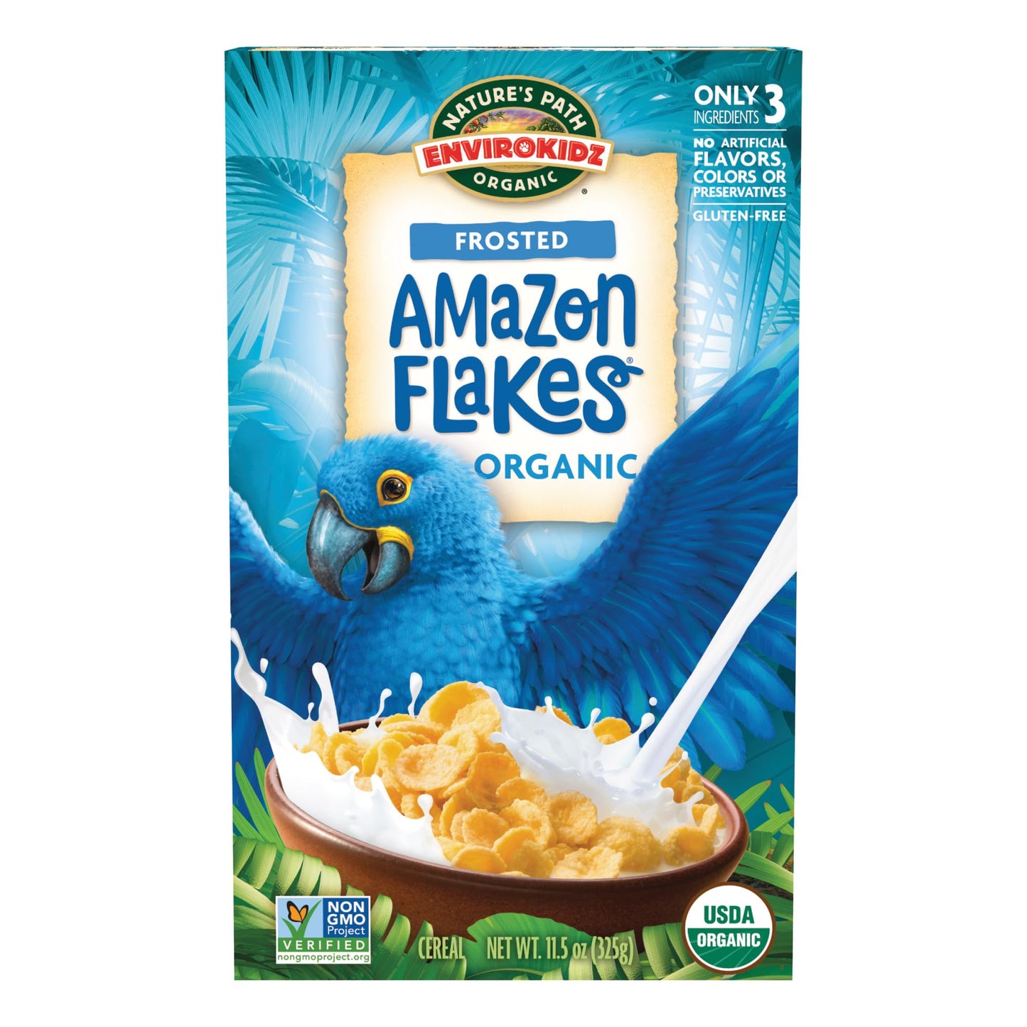 EnviroKidz Organic Amazon Frosted Flakes Cereal, 11.5 oz (Pack of 1), Gluten Free, Non-GMO, by Nature's Path
